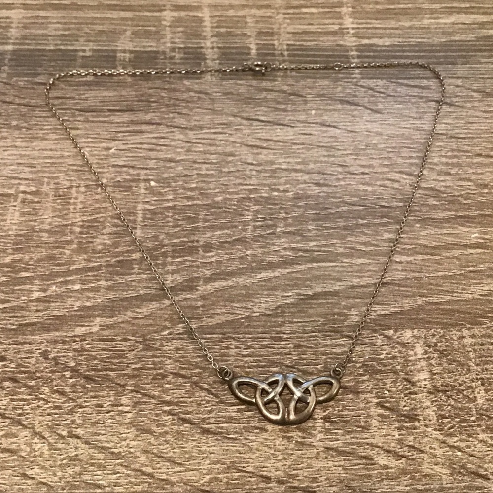 Sterling Silver Celtic Irish Trinity Knots Pendant Necklace Signed KH 97
